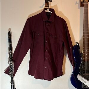 JF J.Ferrar Maroon Slim Fit Shirt